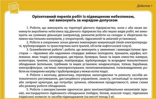 орієнтовний перелік робіт, які виконують за нарядом-допуском.