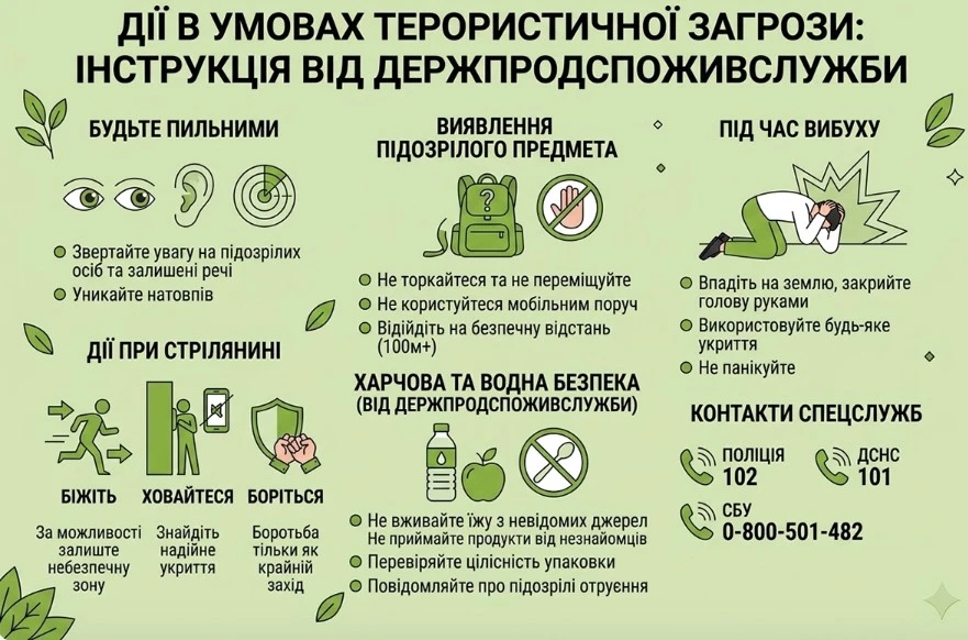 Як діяти в умовах терористичної загрози: рекомендації від Держпродспоживслужби