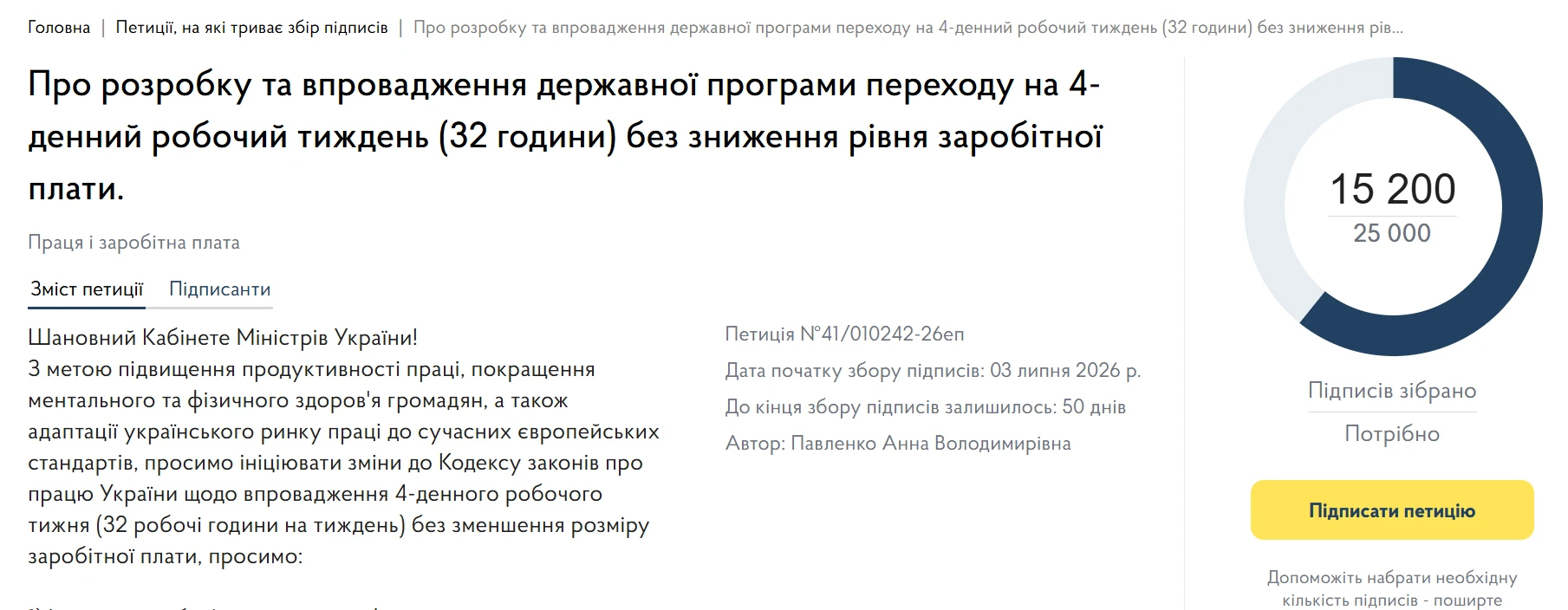 В Україні хочуть впровадити державну програму переходу на чотириденний робочий тиждень без зниження заробітної плати — петиція