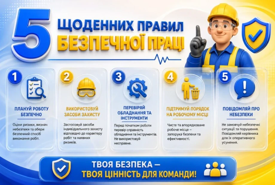 П’ять правил безпечної роботи на щодень: поради Держпраці