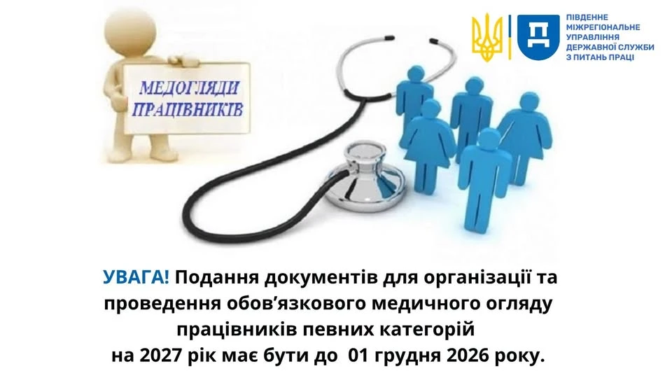 До 1 грудня роботодавці мають підготувати список працівників для медоглядів на 2027 рік