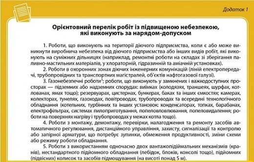 орієнтовний перелік робіт, які виконують за нарядом-допуском.