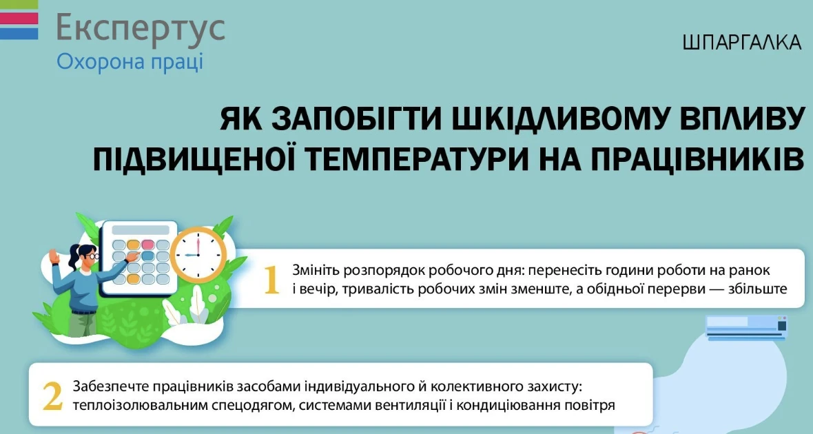 Як запобігти шкідливому впливу підвищеної температури на працівників