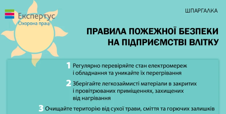 Правила пожежної безпеки на підприємстві влітку