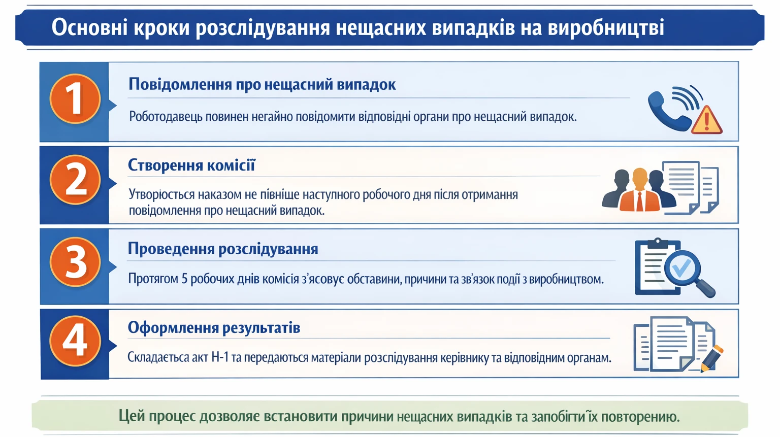 Нещасний випадок на виробництві: основні кроки